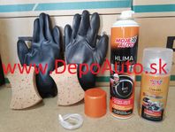 Čistiaci+dezinfekčný prostriedok na klimatizácie automobilu 2ks + rukavice + špongie 2ks