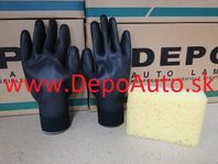 Pracovné rukavice textilno pogumované + 1ks špongia na umývanie auta